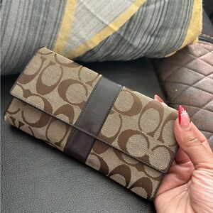 Coach Brown and Dark Brown Canvas Wallet